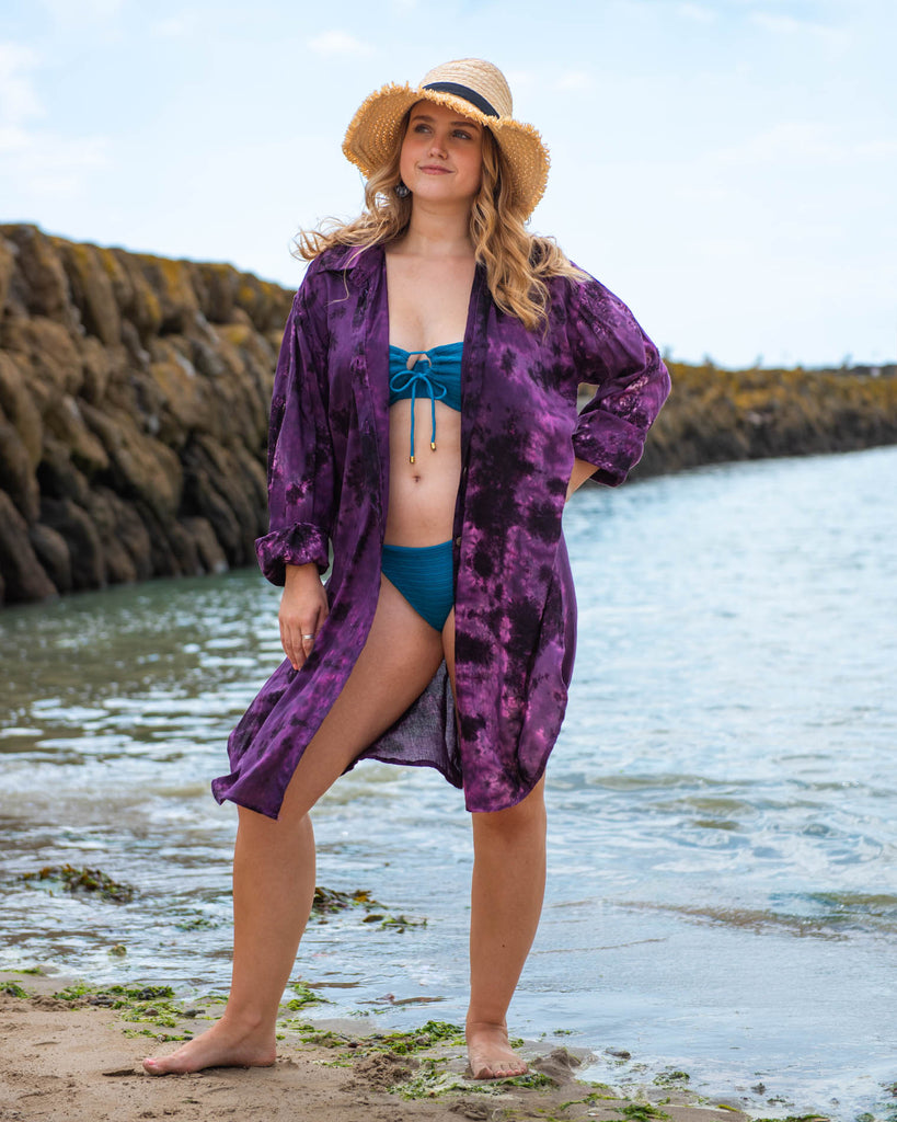 Tonal Tie Dye Shirt Dress-Dresses-Siesta Crafts