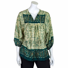 Recycled Sari Puff Sleeve Blouse-Tops-Siesta Crafts