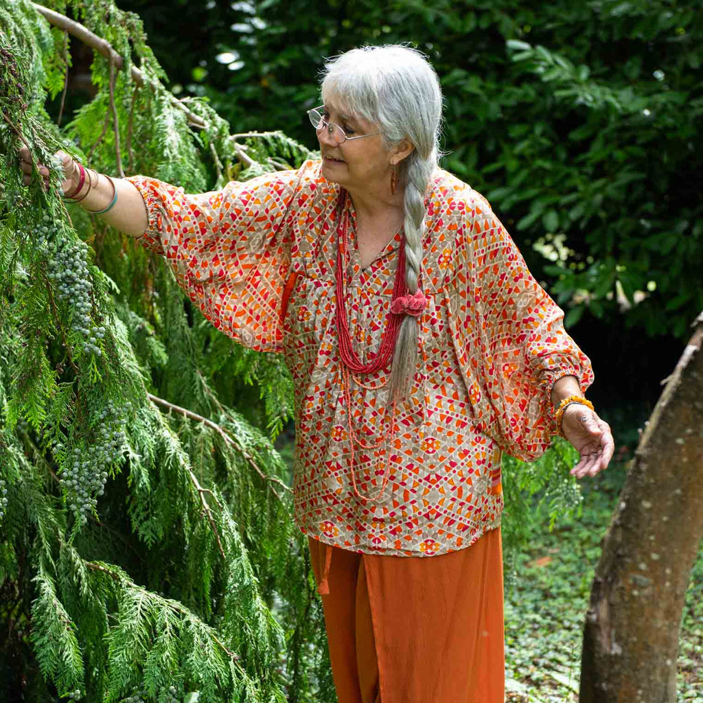 Recycled Sari Puff Sleeve Blouse-Tops-Siesta Crafts