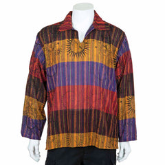 Solar Stripe Collared Kurta-Shirts-Siesta Crafts