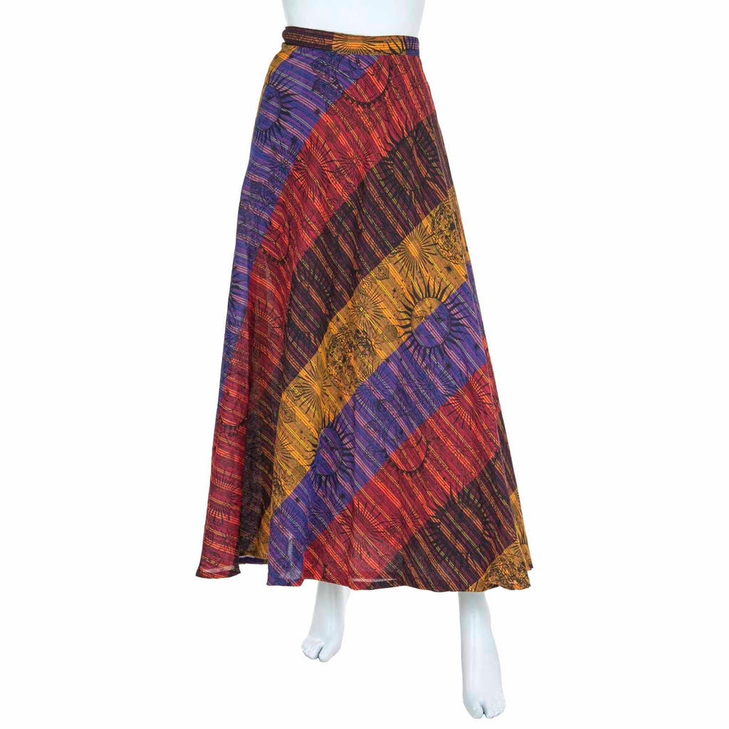 Solar Stripe Wrap Skirt-Skirts-Siesta Crafts