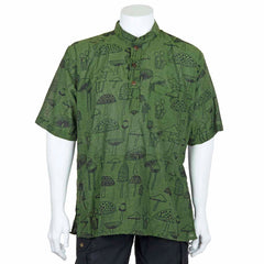 Mushroom Print Short Sleeved Kurta-Shirts-Siesta Crafts