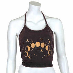 Moon Phases Design Halter Neck Top-Tops-Siesta Crafts