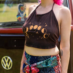 Moon Phases Design Halter Neck Top-Tops-Siesta Crafts