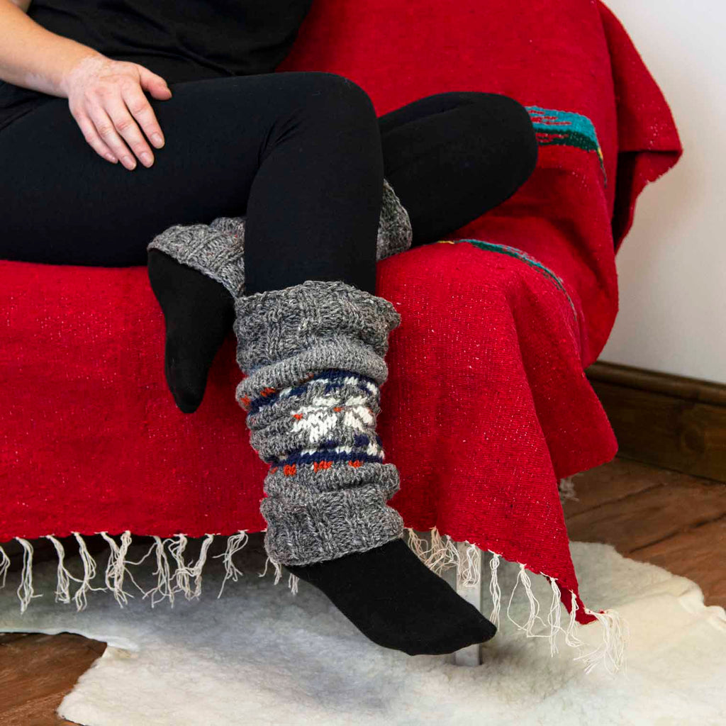 Knitted Snowflake Legwarmers-Socks & Legwarmers-Siesta Crafts