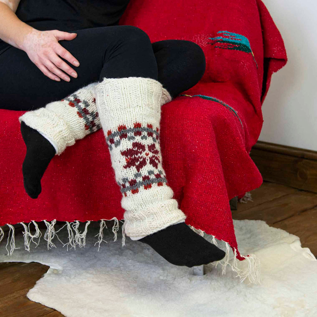 Knitted Snowflake Legwarmers-Socks & Legwarmers-Siesta Crafts