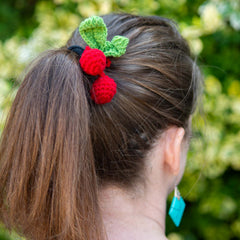 Cherries Crochet Scrunchie-Hair Accessories-Siesta Crafts