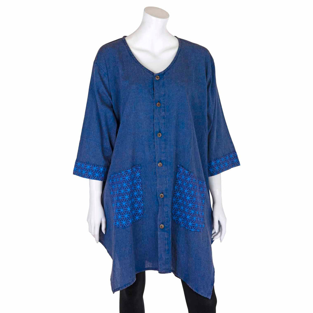 Patterned Pocket Smock Dress-Tops-Siesta Crafts