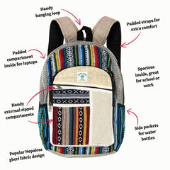 Hemp And Gheri Large Backpack-Bags & Purses-Siesta Crafts