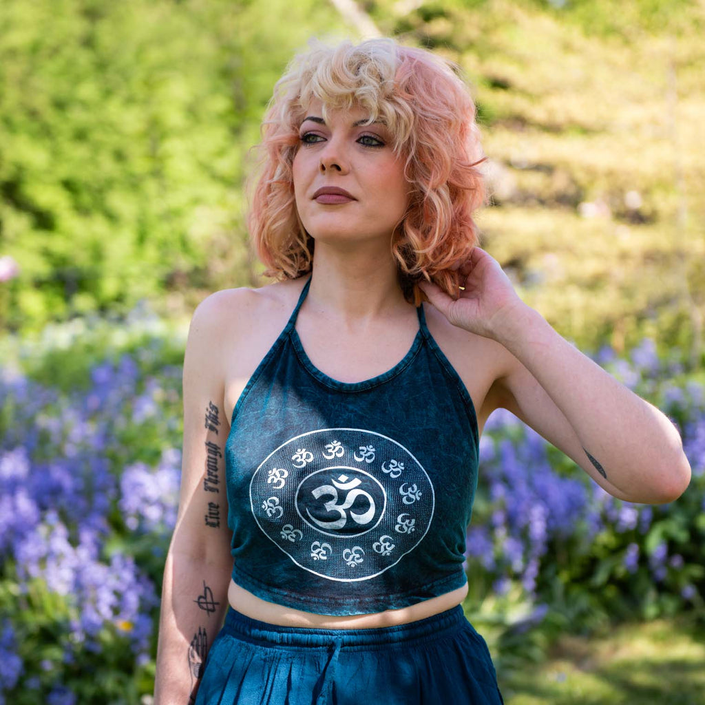 Circle Of Om Halter Neck Top-Tops-Siesta Crafts
