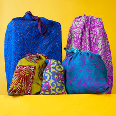 Recycled Sari Gift Bag Set-Office & Stationery-Siesta Crafts