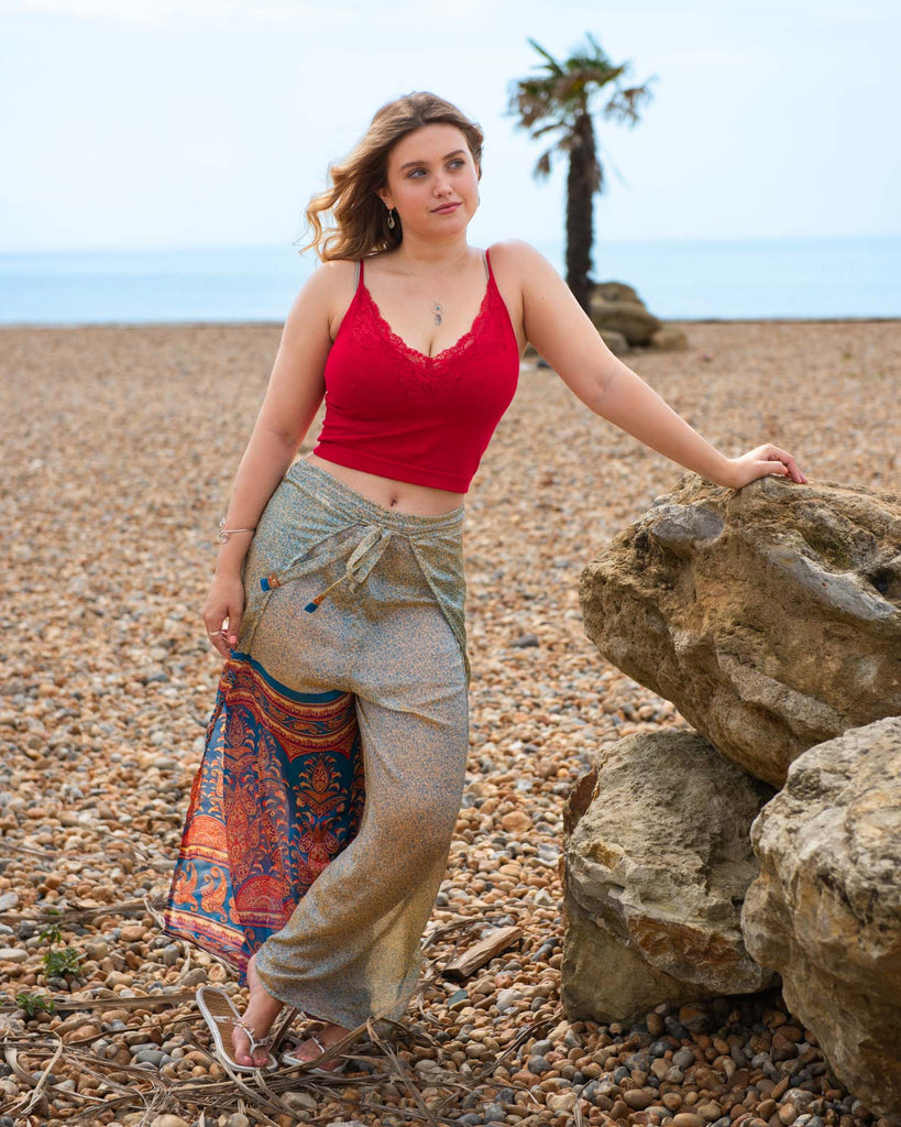 Recycled Sari Wrap Trousers-Trousers-Siesta Crafts