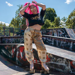 Drawstring Recycled Sari Trousers-Trousers-Siesta Crafts