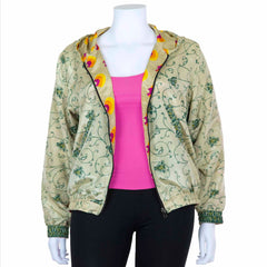 Reversible Recycled Sari Bomber Jacket-Coats, Jackets & Ponchos-Siesta Crafts