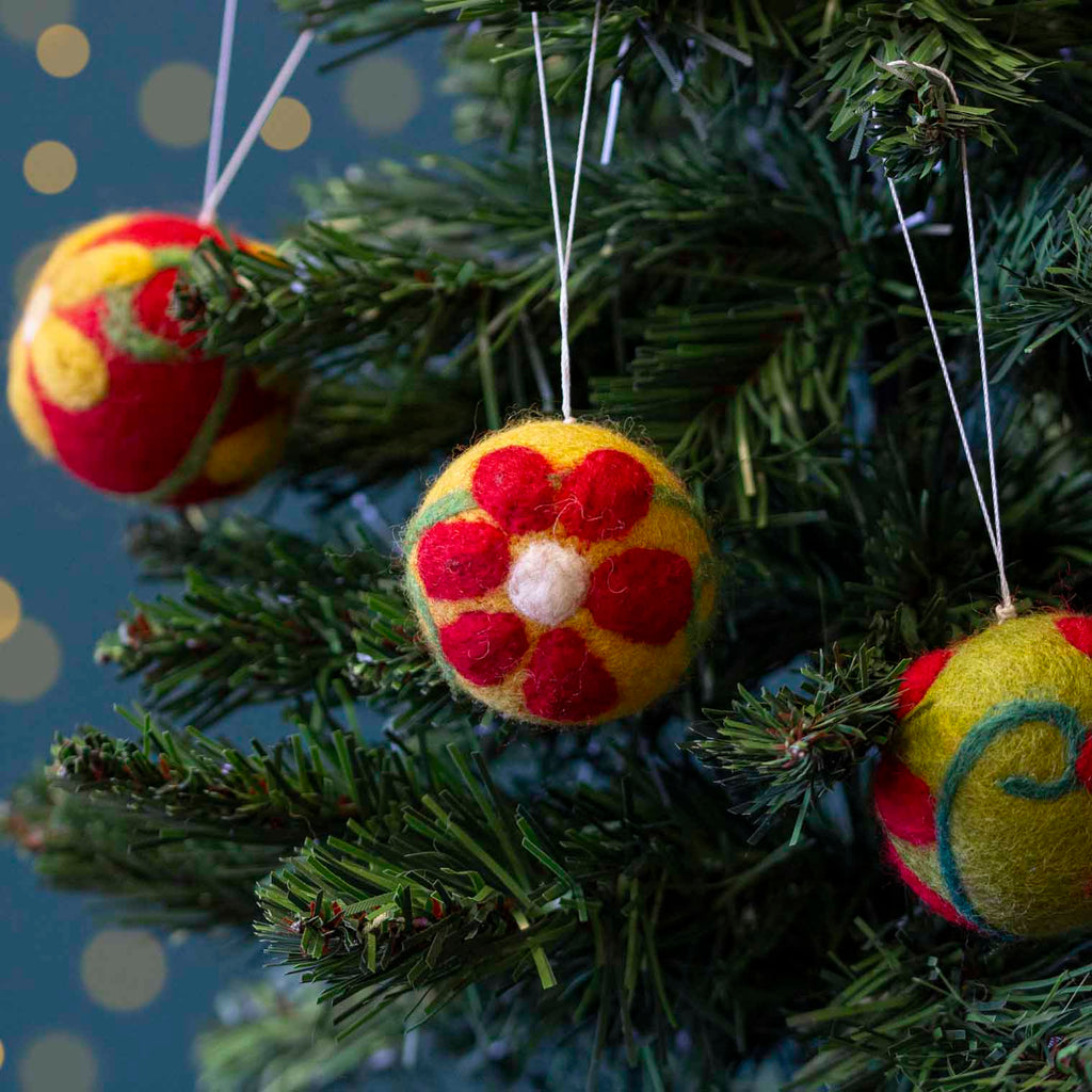 Flower Bauble Felt Christmas Decoration-Home Décor-Siesta Crafts