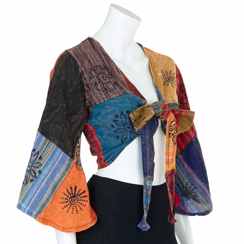 Stripy Patch Wrap Top-Tops-Siesta Crafts