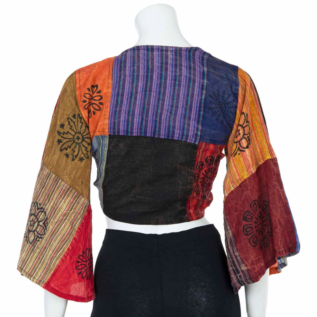Stripy Patch Wrap Top-Tops-Siesta Crafts