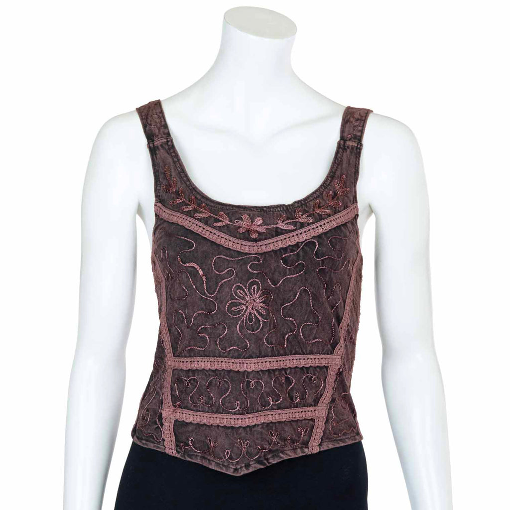 Aari Embroidered Tank Top-Tops-Siesta Crafts