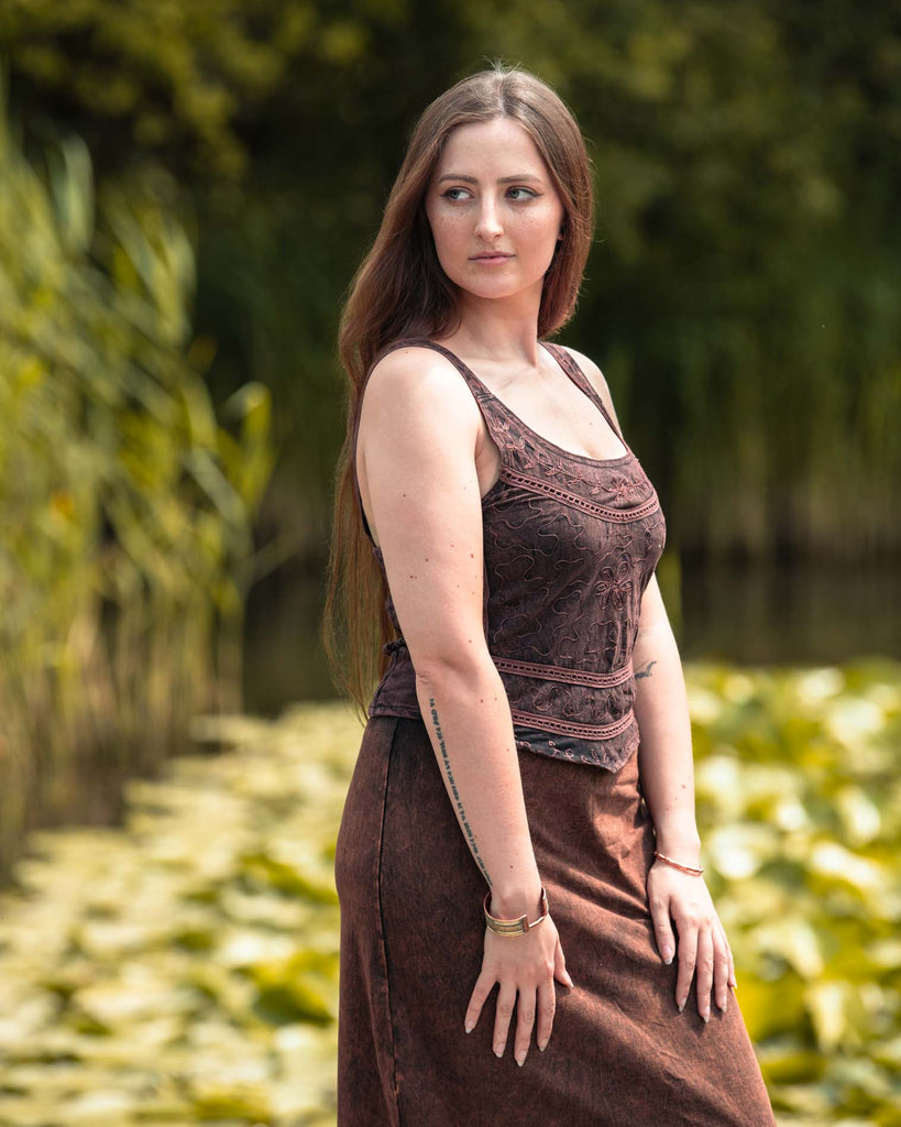 Aari Embroidered Tank Top-Tops-Siesta Crafts
