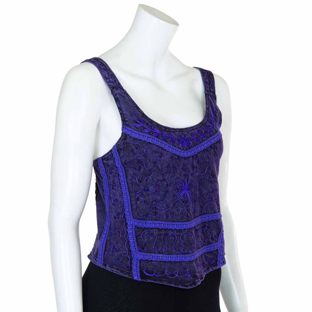 Aari Embroidered Tank Top-Tops-Siesta Crafts