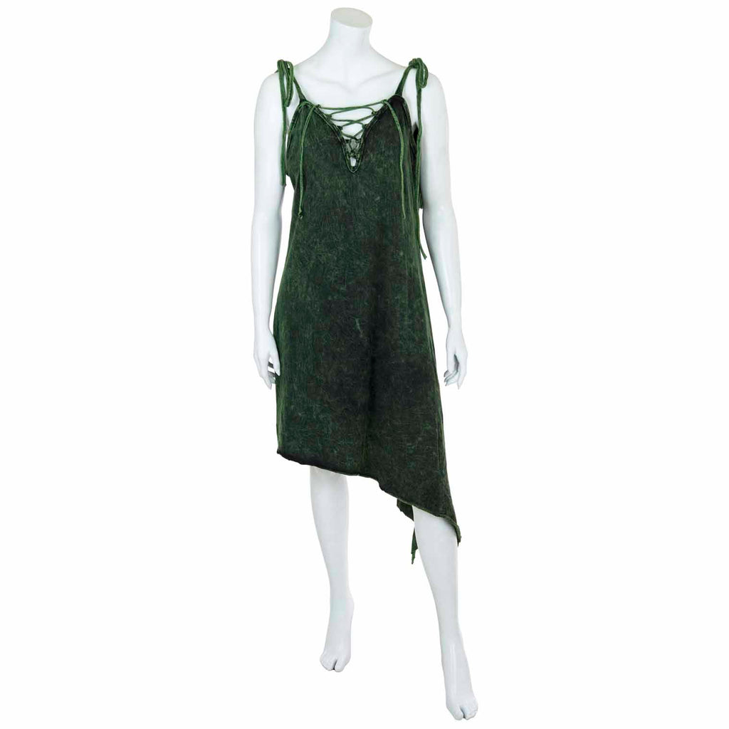 Stonewash Lace Up Diagonal Dress-Dresses-Siesta Crafts
