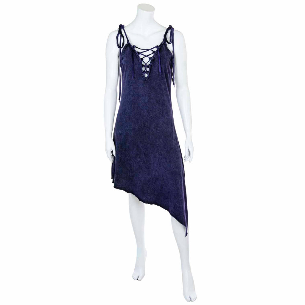 Stonewash Lace Up Diagonal Dress-Dresses-Siesta Crafts