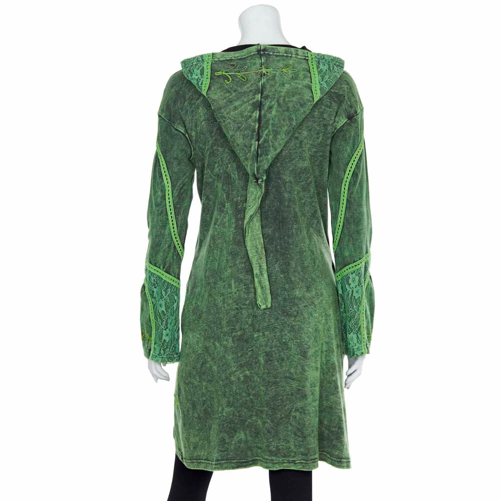 Aari Lace Embroidered Coat with Pixie Hood-Coats, Jackets & Ponchos-Siesta Crafts