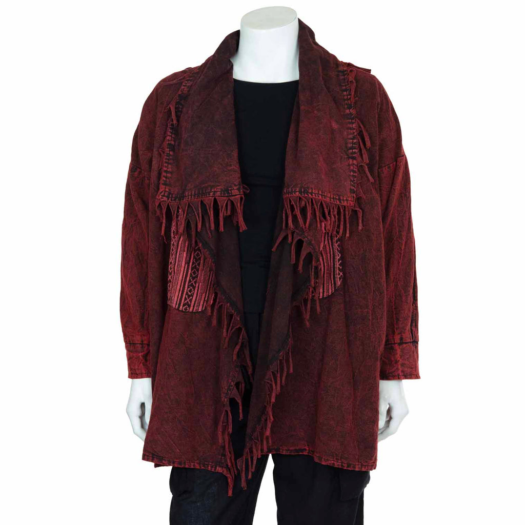 Stonewash Fringed Cowboy Coat-Coats, Jackets & Ponchos-Siesta Crafts