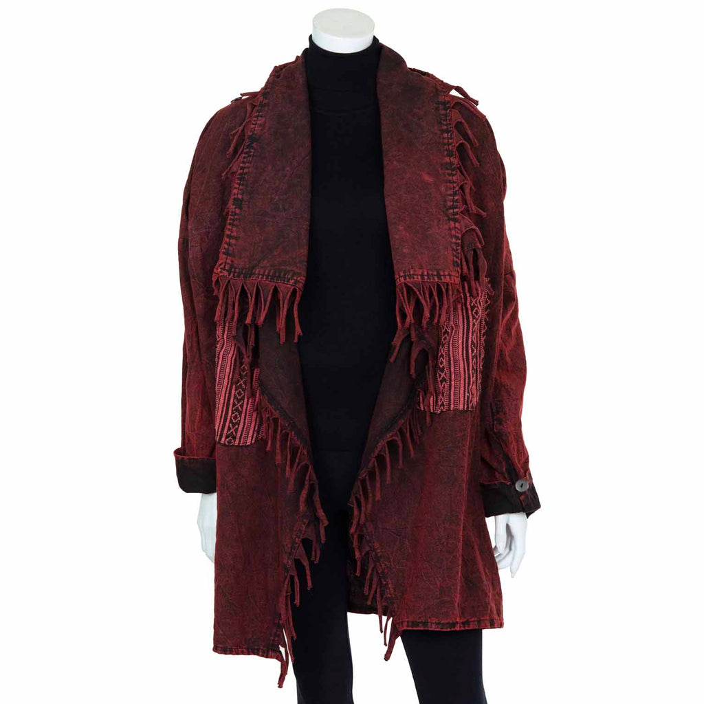 Stonewash Fringed Cowboy Coat-Coats, Jackets & Ponchos-Siesta Crafts