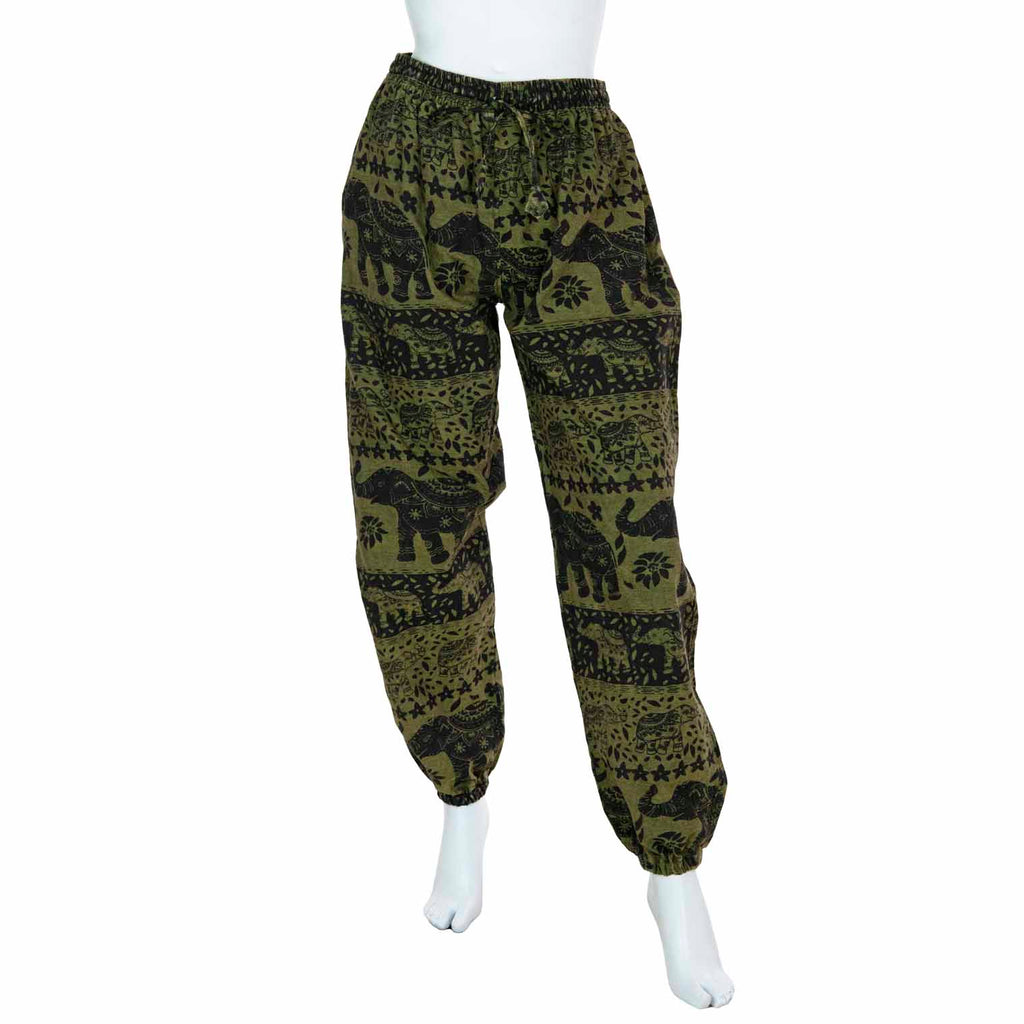 Autumnal Elephant Print Trousers-Trousers-Siesta Crafts