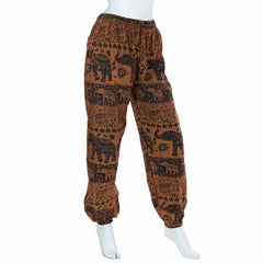 Autumnal Elephant Print Trousers-Trousers-Siesta Crafts