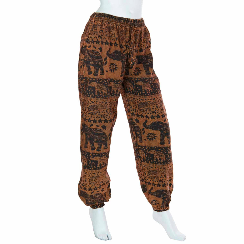 Autumnal Elephant Print Trousers-Trousers-Siesta Crafts
