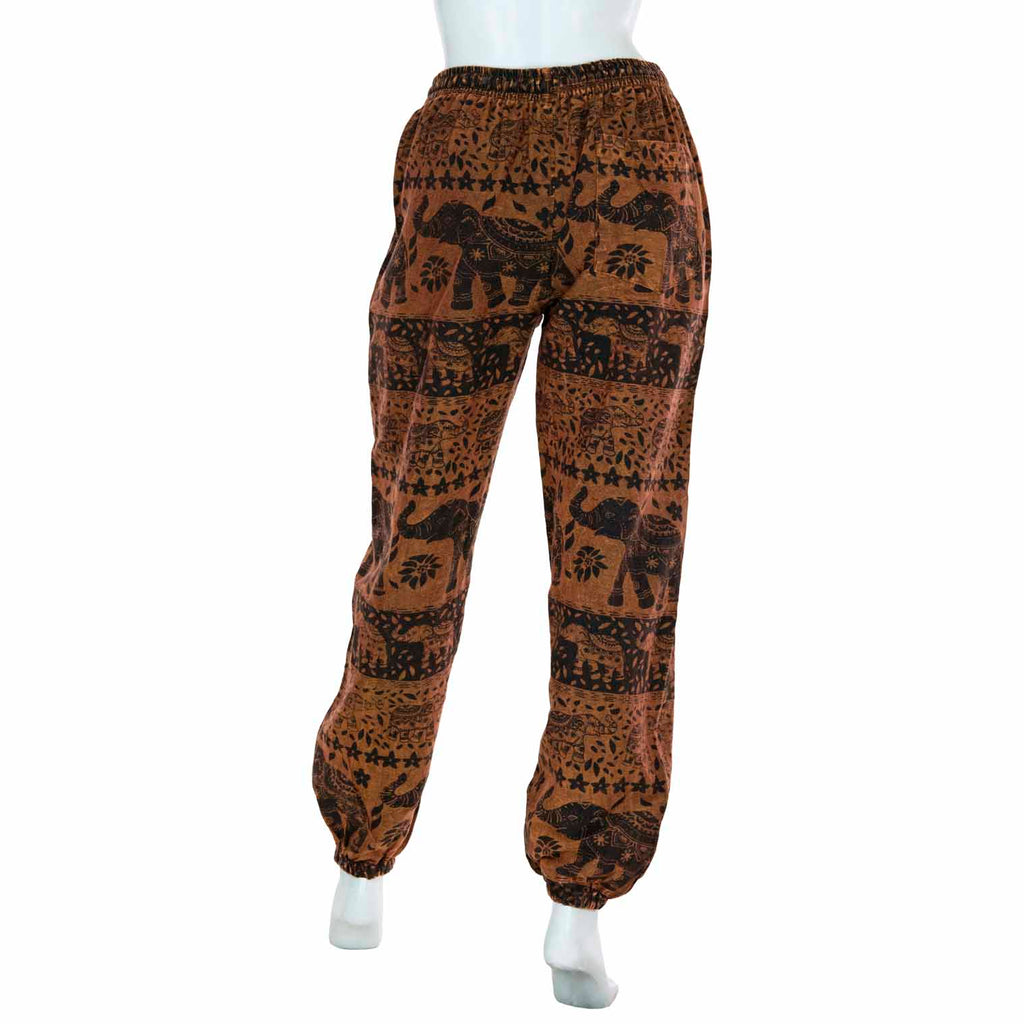 Autumnal Elephant Print Trousers-Trousers-Siesta Crafts