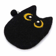 Black Cat Felt Coin Purse-Bags & Purses-Siesta Crafts