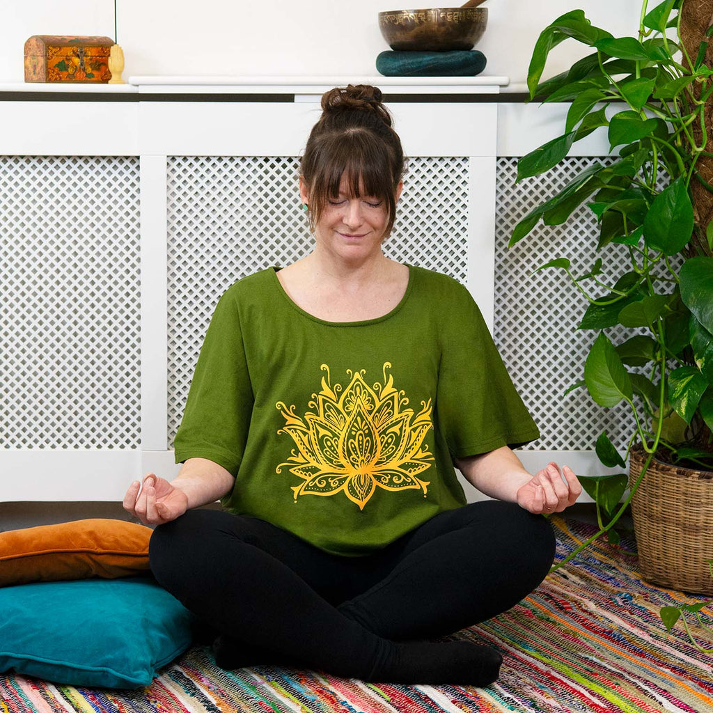 Lotus Yoga Slouch Top-T-Shirts-Siesta Crafts