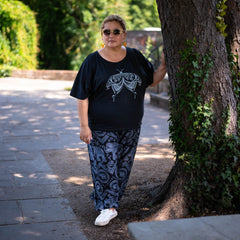 Drawstring Elephant Print Trousers-Trousers-Siesta Crafts