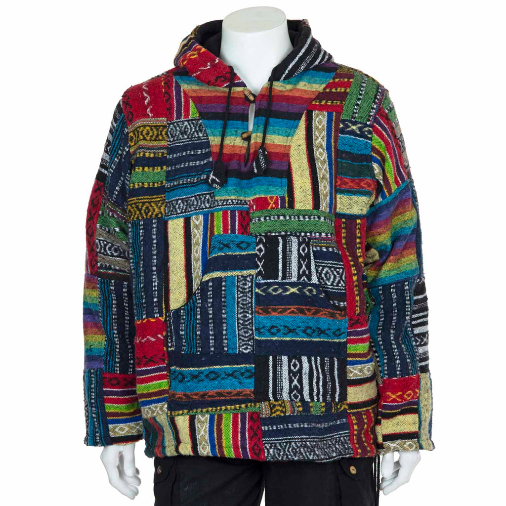 Patchwork Brushed Gheri Fleece Lined Hoodie-Jumpers, Hoodies & Cardigans-Siesta Crafts