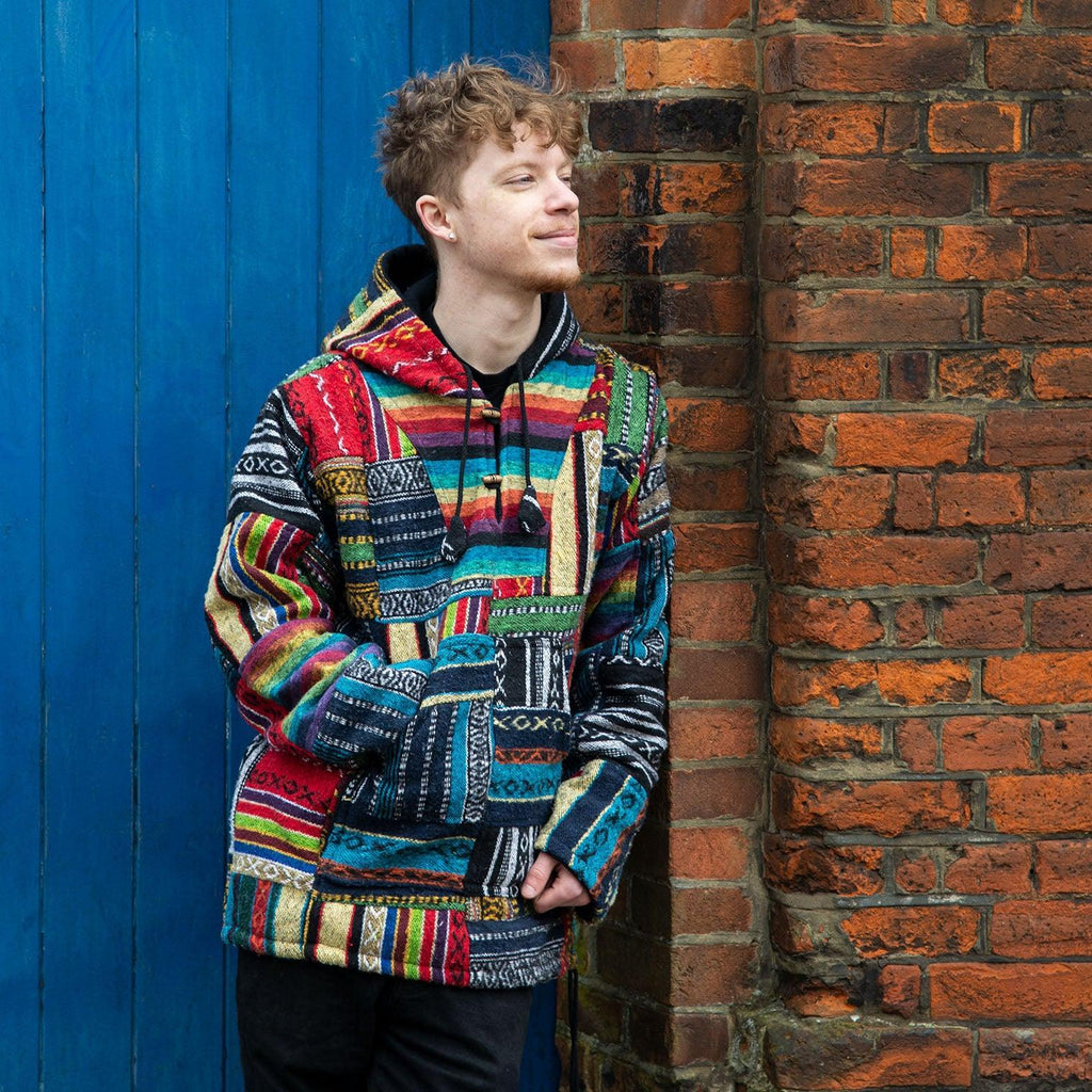 Patchwork Brushed Gheri Fleece Lined Hoodie-Jumpers, Hoodies & Cardigans-Siesta Crafts