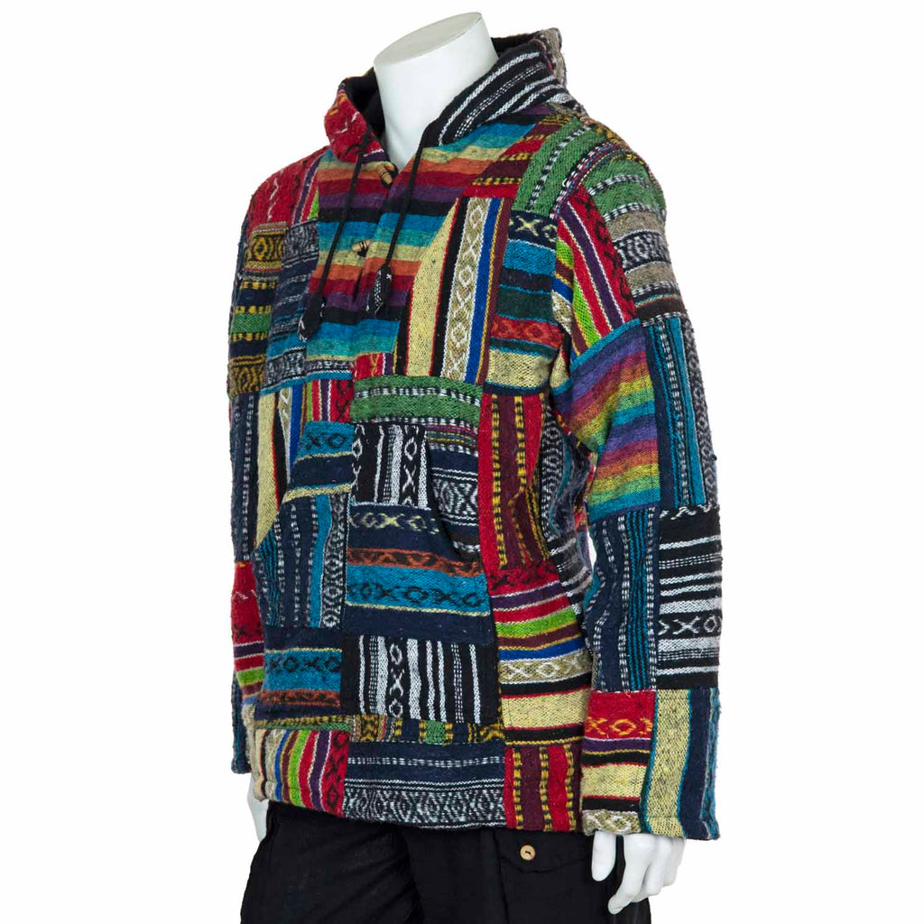 Patchwork Brushed Gheri Fleece Lined Hoodie-Jumpers, Hoodies & Cardigans-Siesta Crafts
