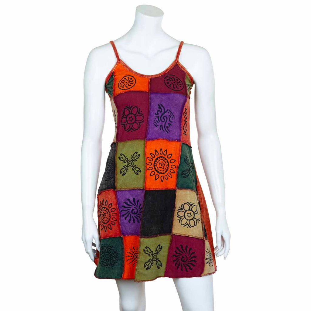 Patchwork Mini Dress-Dresses-Siesta Crafts