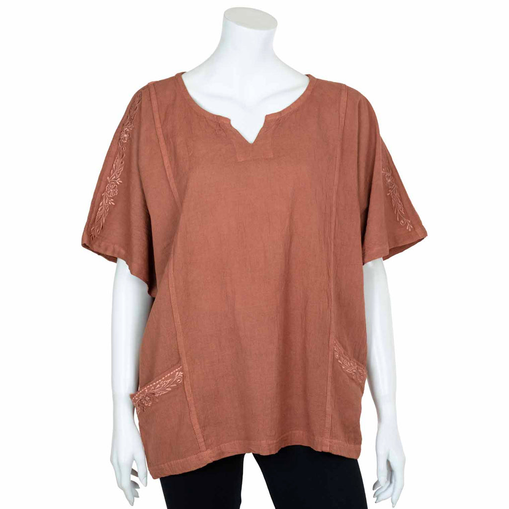 Embroidered Light Cotton Smock Top
