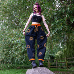 Black Sun Barrel Leg Trousers-Trousers-Siesta Crafts