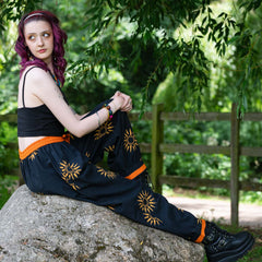Black Sun Barrel Leg Trousers-Trousers-Siesta Crafts