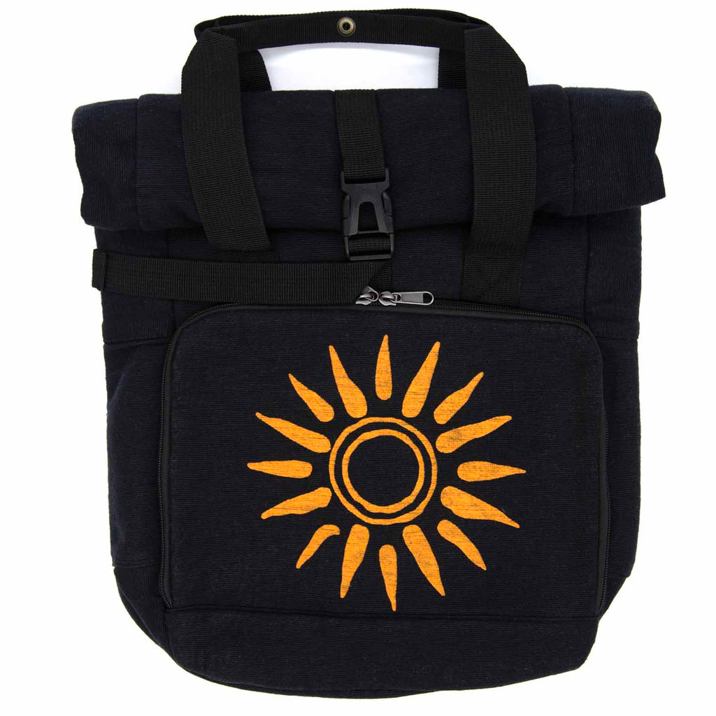 Roll Top Black Sun Backpack-Bags & Purses-Siesta Crafts