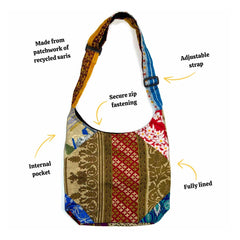 Patchwork Recycled Sari Shoulder Bag-Bags & Purses-Siesta Crafts