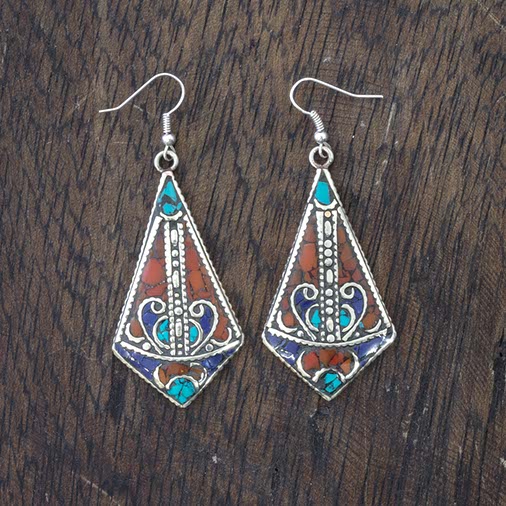 Metal Shield Earrings-Earrings-Siesta Crafts