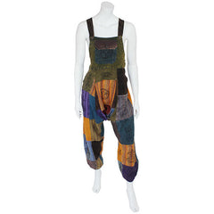 Stonewashed Patch Print Dungarees-Dungarees & Jumpsuits-Siesta Crafts