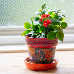 Mithila Flower Pot and Saucer Small-Plant Pots, Vases & Hangers-Siesta Crafts