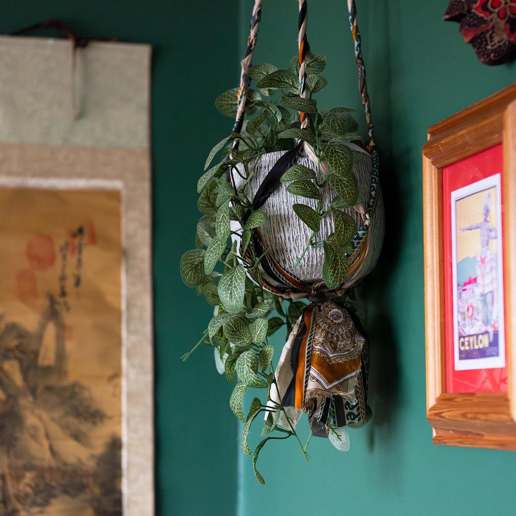 Recycled Sari Plant Hanger Small-Plant Pots, Vases & Hangers-Siesta Crafts