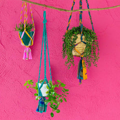 Recycled Sari Plant Hanger Large-Plant Pots, Vases & Hangers-Siesta Crafts